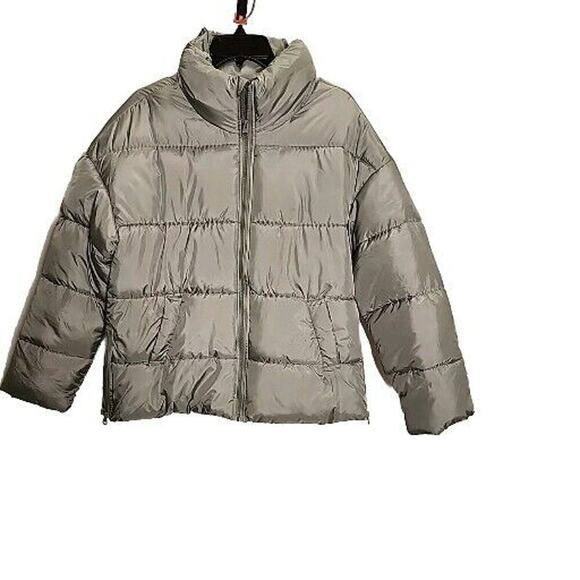 Ci SONO Womens Puffer Jacket Medium Size Silver Very Warm Smooth Zippers - Picture 1 of 9